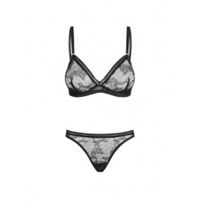 Noir Handmade (GE) Petitenoir Set out of plunge underwired bra and thong XL