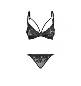 Noir Handmade (GE) Petitenoir Set ouf of plunge underwired bra with embroidery and brief XL