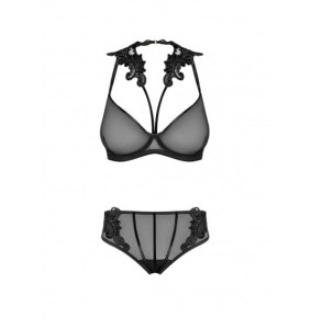 Noir Handmade (GE) Petitenoir Tulle BPetitenoir Set out of plunge underwired bra with embroidery and briefody Ouvert L