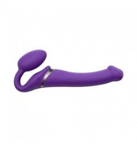 WIBRUJĄCY SILIKONOWY STRAP-ON Z PILOTEM 15,5 CM - STRAP-ON-ME Purple M