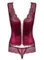 Bielizna- Miamor gorset i stringi bordowy  S/M