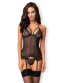 Bielizna-838-COR-1 gorset i stringi czarny  S/M