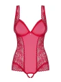 Bielizna-Rougebelle body otwarte czerwone  S/M