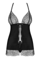 Bielizna-Chiccanta babydoll i stringi czarna  S/M
