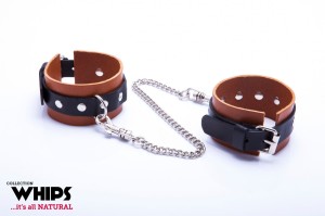 Kajdanki-WHIPS kajdanki męskie na ręce, koniakowe