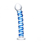 Gläs (GE) Glas - Blue Spiral Glass Dildo