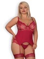 Bielizna-Rosalyne gorset i stringi czerwony XXL