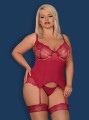 Bielizna-Rosalyne gorset i stringi czerwony XXL