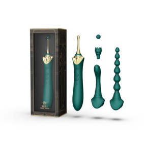 WIELOFUNKCYJNY WIBRATOR ZE ZDOBIENIAMI I FUNKCJĄ GRZANIA - ZALO Bess 2 Turquoise Green