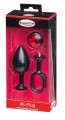 MALESATION Alu-Plug with handle &amp; crystal large, black