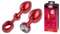 MALESATION Alu-Plug with handle &amp; crystal large, red