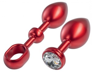 ZDOBIONY ALUMINIOWY KOREK ANALNY - MALESATION LARGE RED