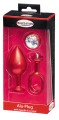 MALESATION Alu-Plug with handle &amp; crystal large, red