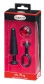 MALESATION Alu-Plug with handle &amp; crystal medium, black