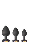ZESTAW ZDOBIONYCH KORKÓW ANALNYCH - NS Novelties GLAMS SPADES TRAINER KIT BLACK