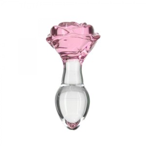 SZKLANY KOREK ANALNY Z PODSTAWĄ W KSZTAŁCIE RÓŻY - Pillow Talk Rosy Luxurious Glass Anal Plug with Bonus Bullet