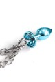 NIXIE METAL BUTT PLUG & FURRY HANDCUFF SET, MEDIUM,Â BLUE METALLIC