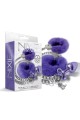 NIXIE METAL BUTT PLUGÂ & FURRY HANDCUFF SET, MEDIUM, PURPLE METALLIC