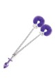 NIXIE METAL BUTT PLUGÂ & FURRY HANDCUFF SET, MEDIUM, PURPLE METALLIC
