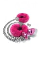 NIXIE METAL BUTT PLUGÂ & FURRY HANDCUFF SET, MEDIUM, PINK METALLIC