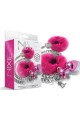 NIXIE METAL BUTT PLUGÂ & FURRY HANDCUFF SET, MEDIUM, PINK METALLIC