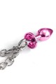 NIXIE METAL BUTT PLUGÂ & FURRY HANDCUFF SET, MEDIUM, PINK METALLIC