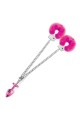 NIXIE METAL BUTT PLUGÂ & FURRY HANDCUFF SET, MEDIUM, PINK METALLIC
