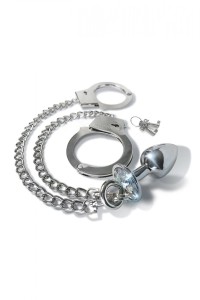 NIXIE METAL BUTT PLUGÂ & HANDCUFFS SET, SILVER