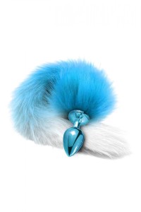 NIXIE METAL BUTT PLUG WITH OMBRE TAIL, BLUE METALLIC