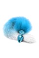 NIXIE METAL BUTT PLUG WITH OMBRE TAIL, BLUE METALLIC