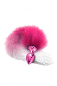 NIXIE METAL BUTT PLUG WITH OMBRE TAIL, PINK METALLIC
