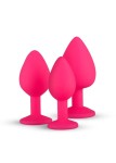 ZESTAW ZDOBIONYCH SILIKONOWYCH KORKÓW ANALNYCH  - EASY TOYS Diamond Plug Set-Pink