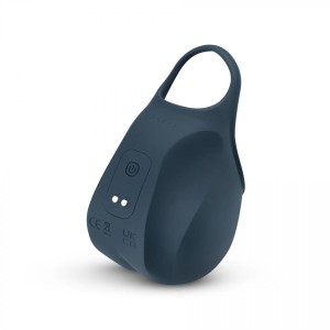 WIBRUJĄCY PIERŚCIEŃ EREKCYJNY Z WORECZKIEM NA MOSZNĘ - BONERS Stimulating Ball Pouch - Blue