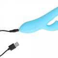 Ribbed Ultra Soft Silicone Rabbit Vibrator - Glacial Blue