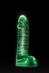 ŚWIECĄCE W CIEMNOŚCI SZKLANE DILDO Z JĄDRAMI 10 CM -  FIREFLY GLASS SMOOTH BALLSEY 4INCH DILDO