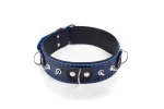 SKÓRZANA OBROŻA Z KOLCAMI - WHIPS Collar Crazy Horse Blue Small