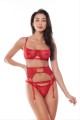 AMOURA SET RED (bra,belt,string/biustonosz, pas, stringi) XXL/XXXL