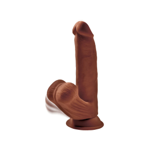 REALISTYCZNE DILDO Z JĄDRAMI I PRZYSSAWKĄ - King Cock Plus 8" Triple Density Cock With Swinging Balls Brown