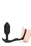 KOREK ANALNY Z PIERŚCIENIEM EREKCYJNYM NA PENISA - B-VIBE VIBRATING SNUG & TUG M BLACK