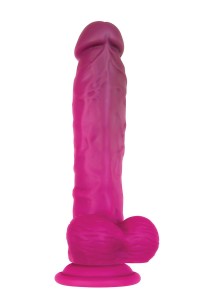 ZMIENIAJĄCE KOLOR REALISTYCZNE DILDO Z JĄDRAMI I PRZYSSAWKĄ - GENDER X SWEET TART