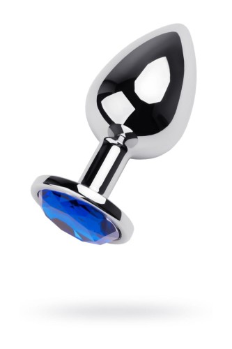 Silver anal plug TOYFA Metal with blue round-shaped gem