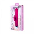 JOS BALLE, Vibrator with clitoral stimulator with moving balls, silicone, pink, 23 cm