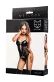 Glossy Miriam, set (top+panties), wetlook, black, XL