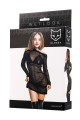 Glossy Sheril, set (dress, bra +panties), wetlook, black, L