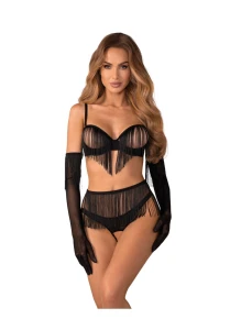 Rossay Black komplet 4-częściowy otwarty S/M