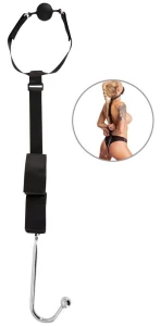 Zestaw bondage z hakiem analnym i kneblem Bad Kitty Bondage Anal Hook
