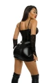 GLOSSY ANGELINA, dress and gloves, wetlook with lace, black, XL