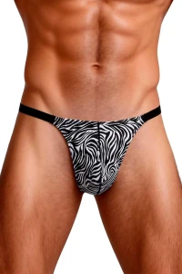 Sexy men's thong with zebra print S/M